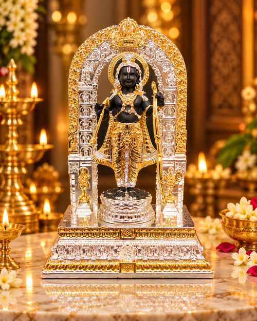 Ram Lalla idol presented in a burgundy velvet-lined gift box