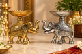 Metal elephant bowl — Silver and Golden finishes