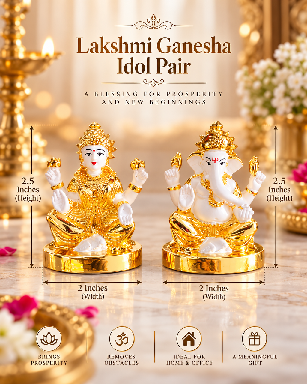 Swarna Rajat Shree Lakshmi Ganesh Idol Pair