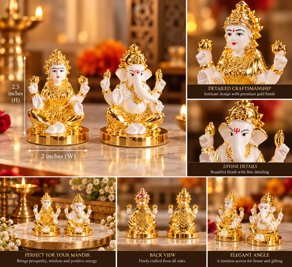 Swarna Rajat Shree Lakshmi Ganesh Idol Pair