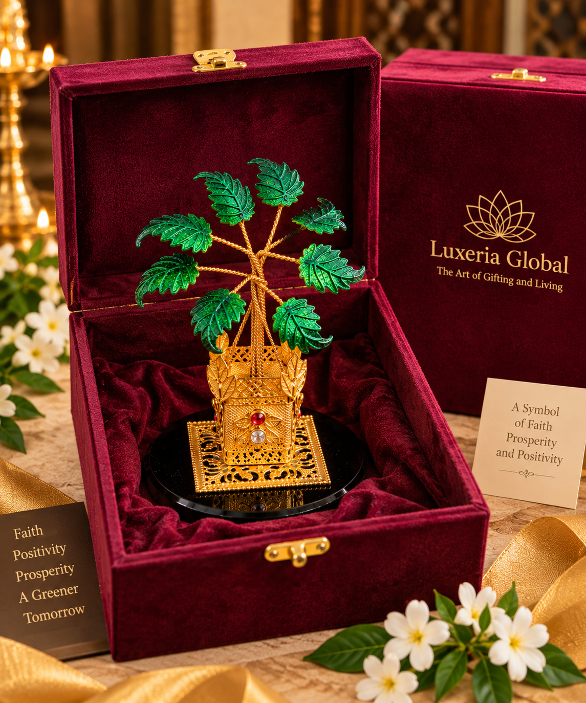 Divine Tulsi Ji presented inside the complimentary velvet gift box