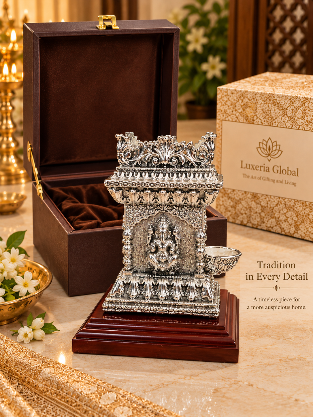 Divine Tulsi Ji planter with included premium Leatherite gift box