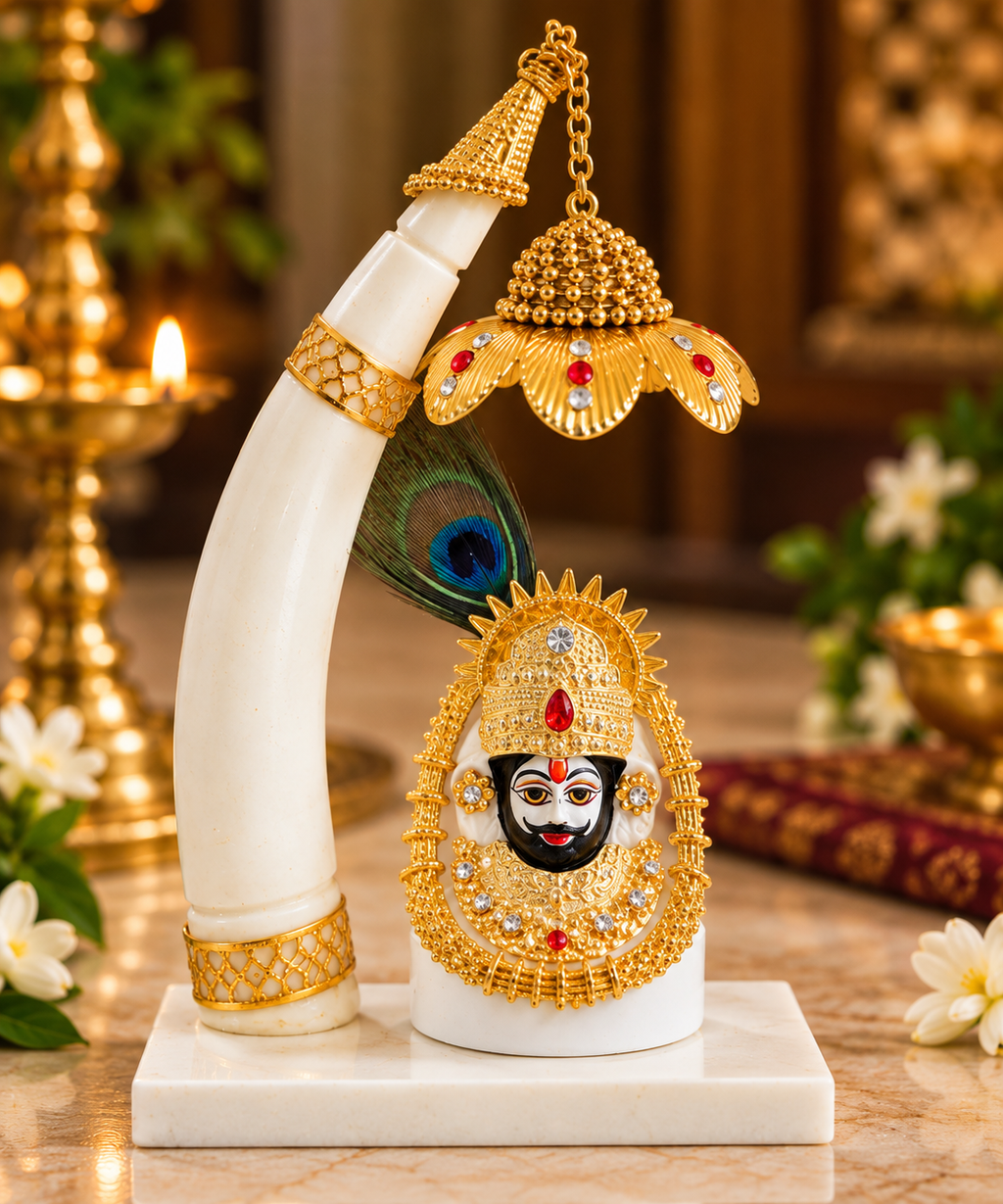 Divine Khatu Shyam Ji marble polyresin idol — front view