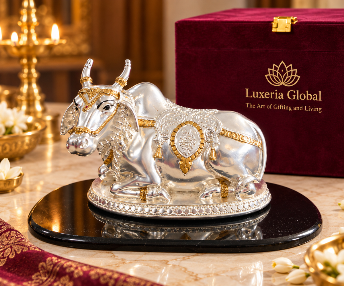 Serene Nandi Maharaj handcrafted marble polyresin idol — main view