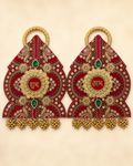 Shubh Labh red and gold festive door hanging pair – front view