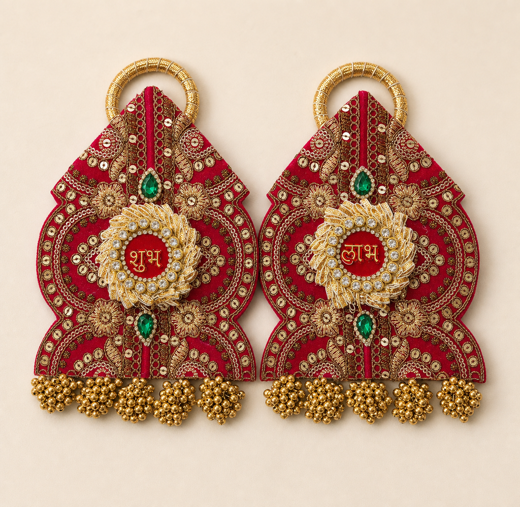 Shubh Labh auspicious festive decor pair – full view