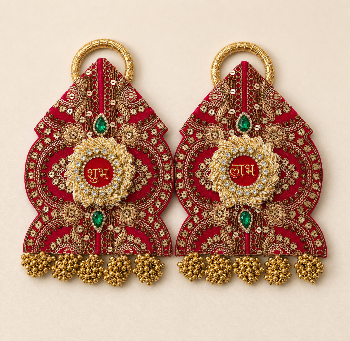 Shubh Labh auspicious festive decor pair – full view